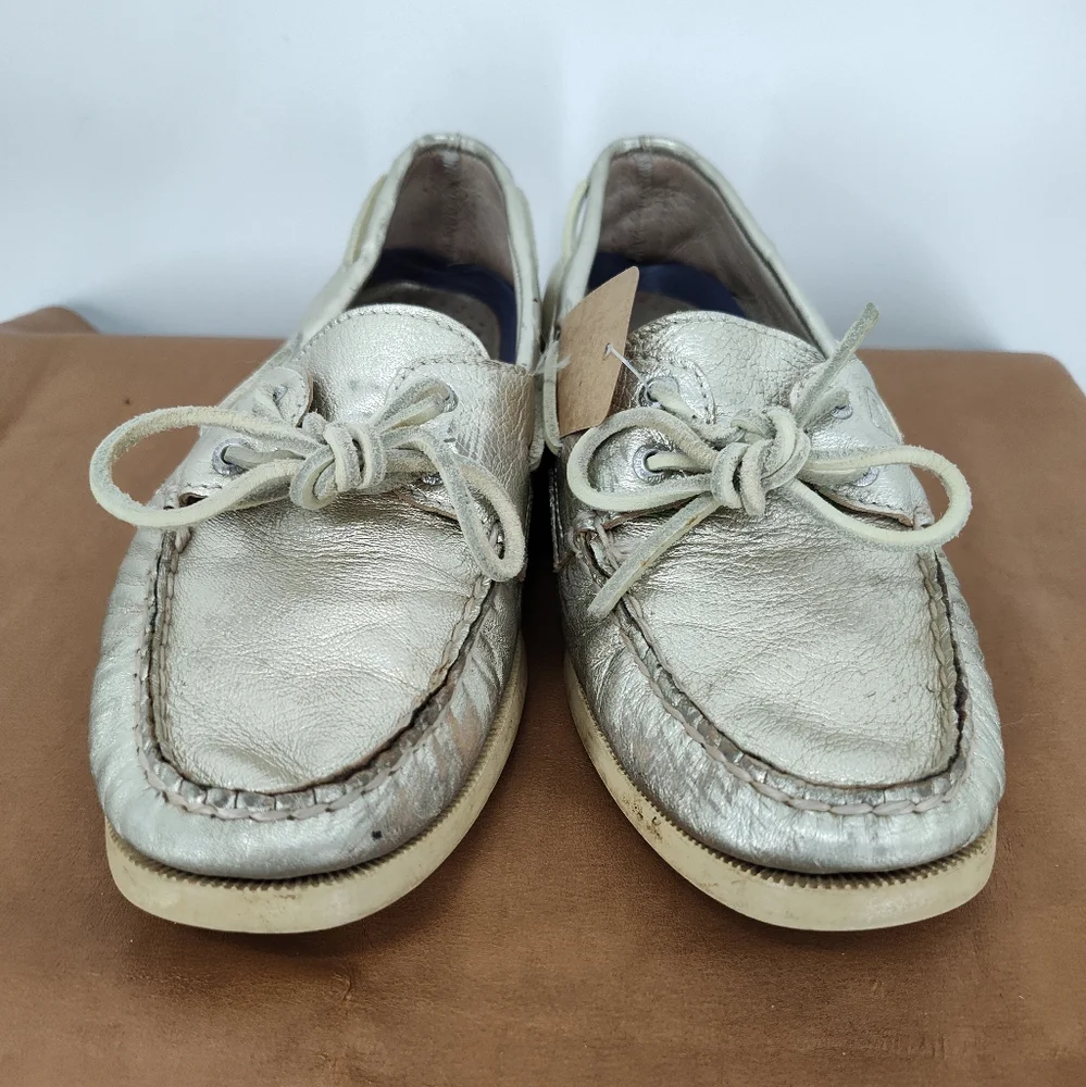 Sperry Original Leather Boat Shoes Metallic Gold Women's Size 8M